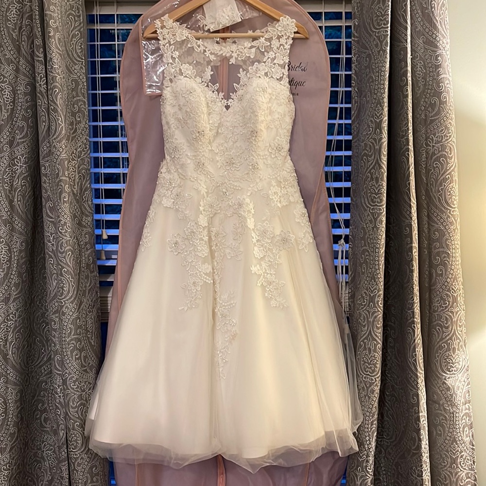 Size 10 Ella Rosa mid length Wedding dress